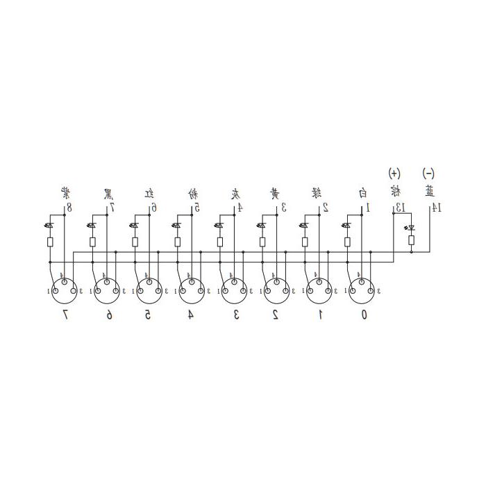 M8 junction box, single channel, NPN, 8-port split, LED, D-SUB dock, 23N8T1